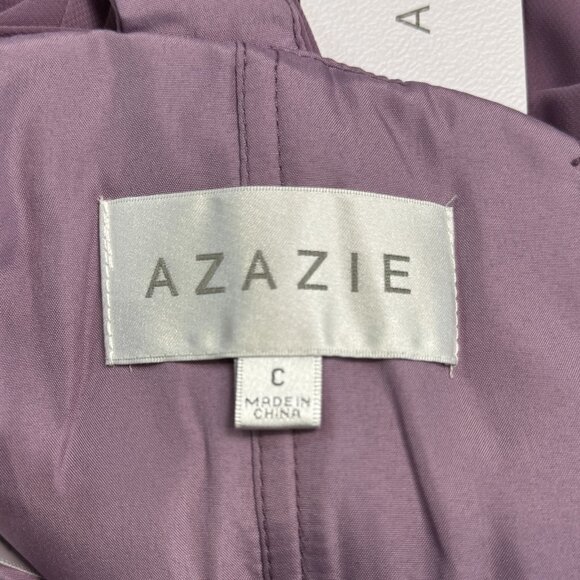 Azazie Kaleigh Bridesmaid Pleated Chiffon Dress Full Length Wisteria Custom NWT - Picture 11 of 15